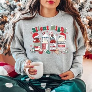 Silent Night Christmas Sweatshirt, Christmas Nurse Sweatshirt