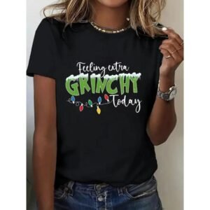 Seuss Inspired Christmas Design With "Feeling Grinchy Today" & Heart Print T-shirt