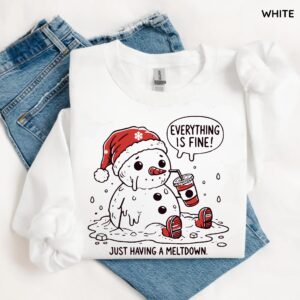 Gildan Having A Meltdown Christmas Cute Snowman Sweatshirt Gift