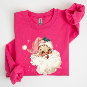 Retro Santa, Pink Christmas Sparkles, Vintage, Winter, Snow