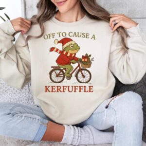 Off To Cause A Kerfuffle Frog Christmas Hoodie Funny
