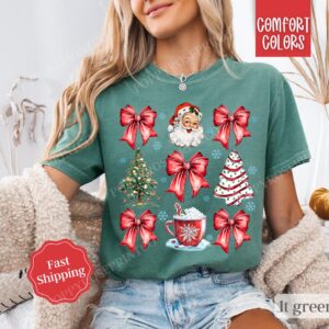 Red Coquette Christmas T-shirt Comfort Colors, Cute Xmas Tshirt