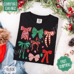 Christmas Bows Comfort Colors, Trendy Women's Holiday Tshirt