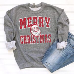 Merry Christmas Santa Sweatshirt Retro Crewneck