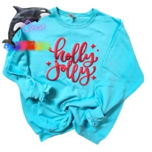 Holly Jolly Unisex Sweatshirts with Red Puff Glitter