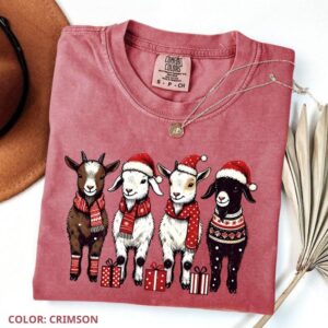 Comfort Colors Christmas Goat T-Shirt, Cute Western Goats Tee,