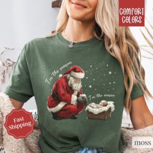 Jesus Christmas Shirt Comfort Colors, Religious Xmas Tshirt, Women's Holiday Tee