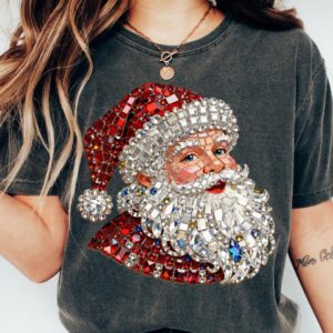 Rhinestone Faux Bling Santa T-shirt