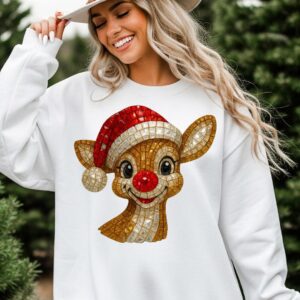 Rhinestone Faux Reindeer Sweatshirt