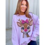 Faux Yarn Reindeer Graphic Top