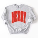 Merry Oversized Print Christmas Sweatshirt