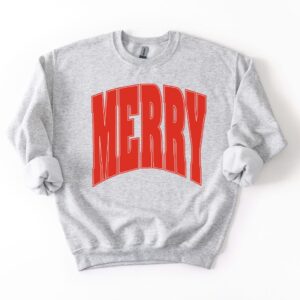 Merry Oversized Print Christmas Sweatshirt