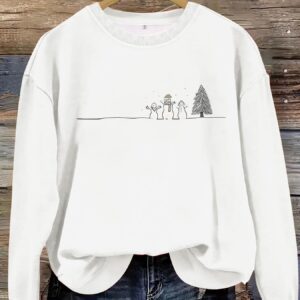 Women's Casual Christmas Tree Print Pullover Sweater