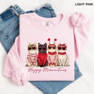Valentine Cat Sweatshirt, Cute Valentines Sweatshirt