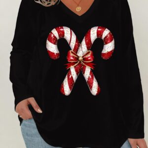 Candy Cane Pattern Christmas Sweatshirt