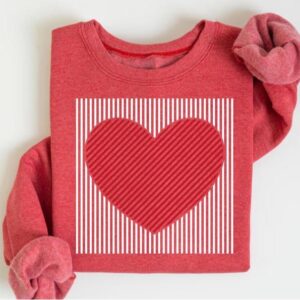 Retro Valentines Heart Sweatshirt, Cute Love Design For Women