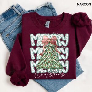 Coquette Floral Merry Christmas Sweatshirt