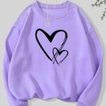 Valentine Women's Heart Print Crew Neck Sweatshirt