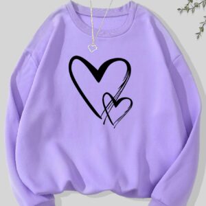 Valentine Women's Heart Print Crew Neck Sweatshirt