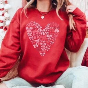 Valentine’s Day Shirt with Pink Bow Heart Design