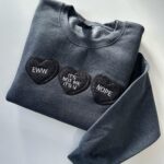 Heart Embroidered Sweatshirt for Women