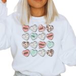 Cowhide Candy Heart Valentine's Crewneck Sweatshirt