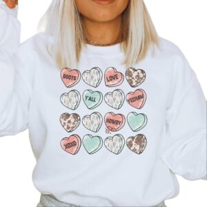 Cowhide Candy Heart Valentine's Crewneck Sweatshirt