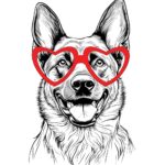 Cute Dog Sweatshirt with Red Heart Glasses
