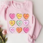 Cute Pastel Conversation Hearts Valentine Sweatshirt