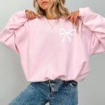 Trendy Pink Bow Valentine Sweatshirt