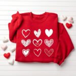 Womens Valentines Hearts Sweatshirt - Stylish Heart Design