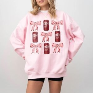 "Dr Pepper Pink Bow Sweatshirt ,Retro Soda Graphic Shirt ,Valentine's Day Gift for Her