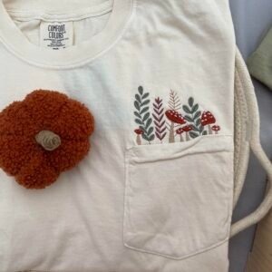 Comfort Colors Mushroom Embroidered Pocket Tee
