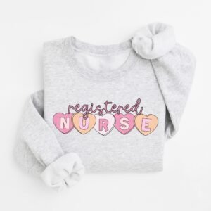 Sweetheart RN Nurse Sweatshirt - Retro Heart Love Nursing Pullover - Cute Nurse Appreciation Clothes