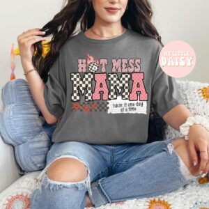 Hot Mess Mama Shirt with Graphic Print