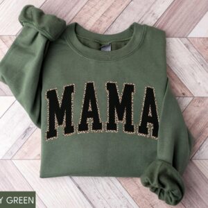 Leopard Print Mama Crewneck Sweater for stylish new moms