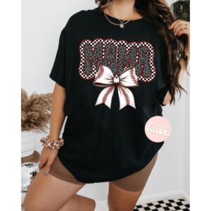 Baseball Mom Bow Shirt for stylish sports moms