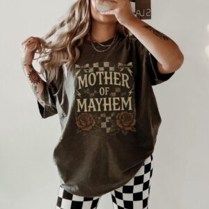 Retro Mother of Mayhem Tee - Edgy aesthetic mom shirt