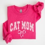 Pink Bow Cat Mom Sweatshirt