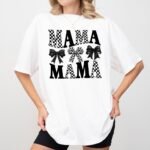 Black Bow Mama Shirt - Checkered Graphic Tee