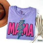 Cool Mom Neon Graphic Tee Vintage Checkered Mama