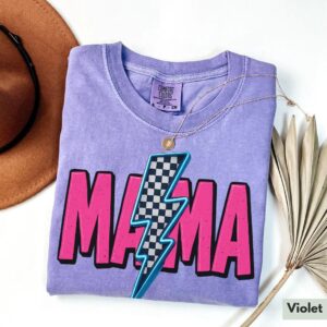Cool Mom Neon Graphic Tee - Vintage Checkered Mama