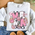 Mama Smiley Flames Sweatshirt in Ash Grey