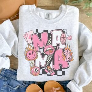 Mama Smiley Flames Sweatshirt in Ash Grey